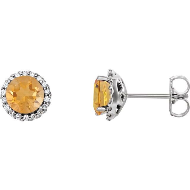 Round 4-Prong Halo-Style Earrings