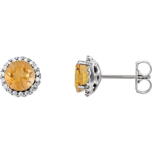 Round 4-Prong Halo-Style Earrings