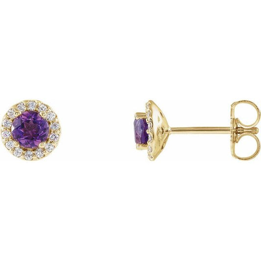 Round 4-Prong Halo-Style Earrings