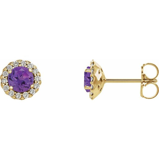Round 4-Prong Halo-Style Earrings
