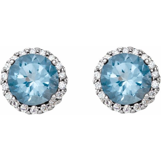 Round 4-Prong Halo-Style Earrings