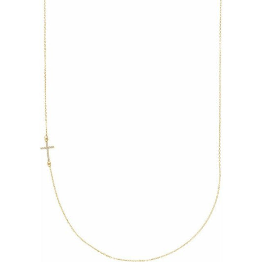 Accented Sideways Cross Necklace