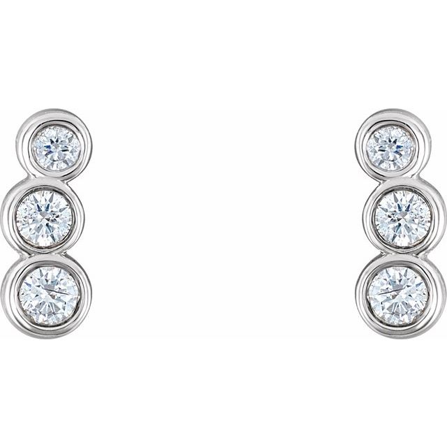 Petite Three-Stone Ear Climbers