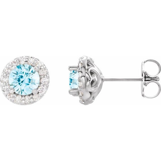 Round 4-Prong Halo-Style Earrings