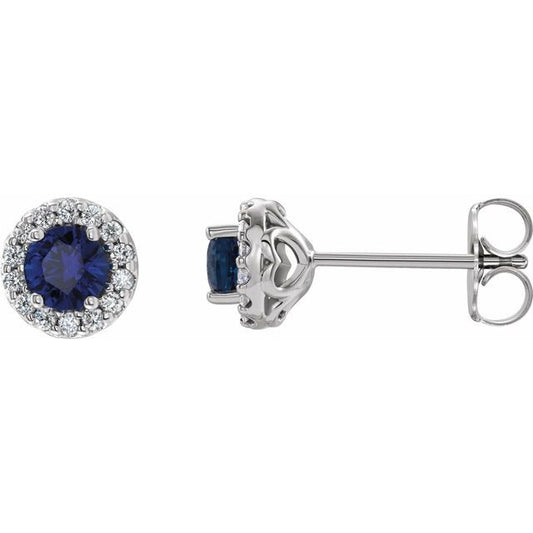 Round 4-Prong Halo-Style Earrings
