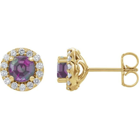 Round 4-Prong Halo-Style Earrings