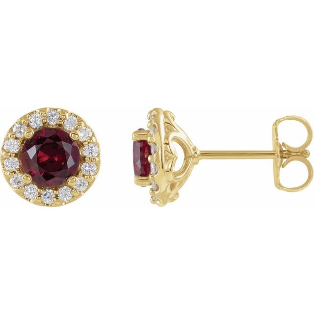 Round 4-Prong Halo-Style Earrings