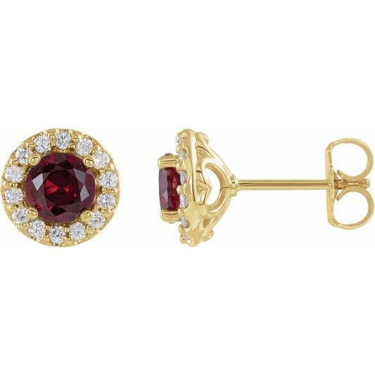 Round 4-Prong Halo-Style Earrings