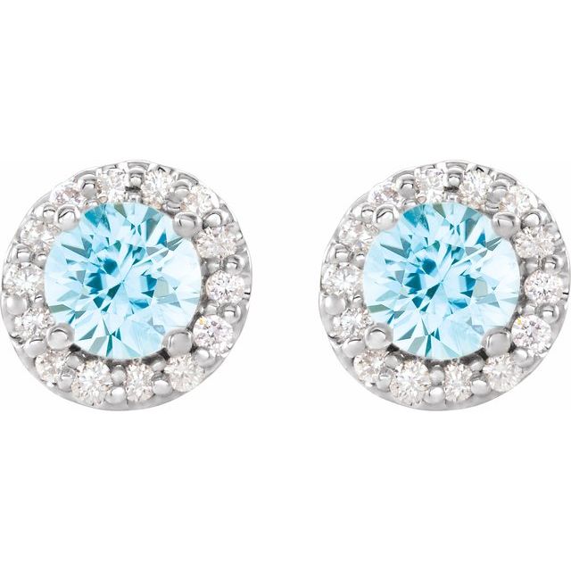 Round 4-Prong Halo-Style Earrings