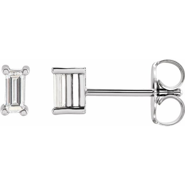 Straight Baguette 4-Prong Stud Earrings