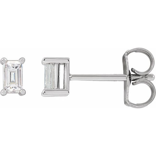 Straight Baguette 4-Prong Stud Earrings