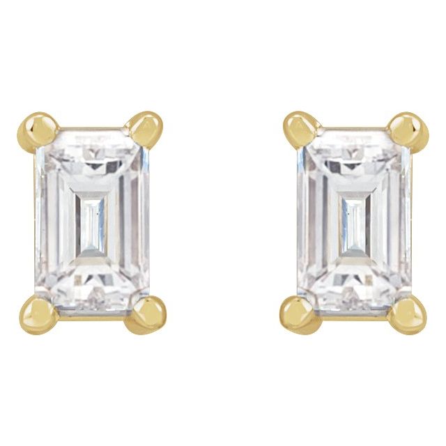 Straight Baguette 4-Prong Stud Earrings
