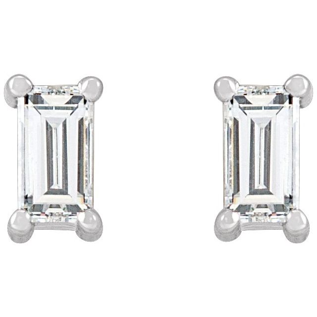Straight Baguette 4-Prong Stud Earrings