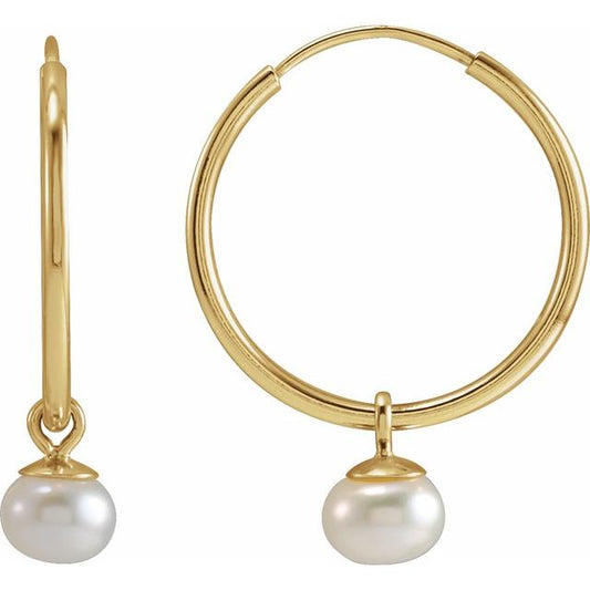 Pearl Endless Hoop Earrings