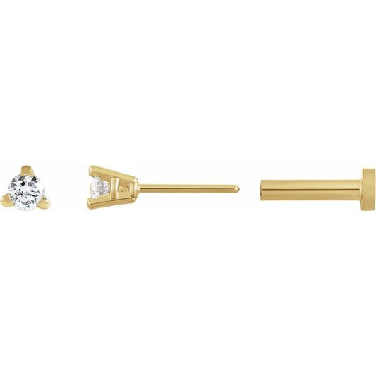 Round 3-Prong Press Fit Stud Earrings