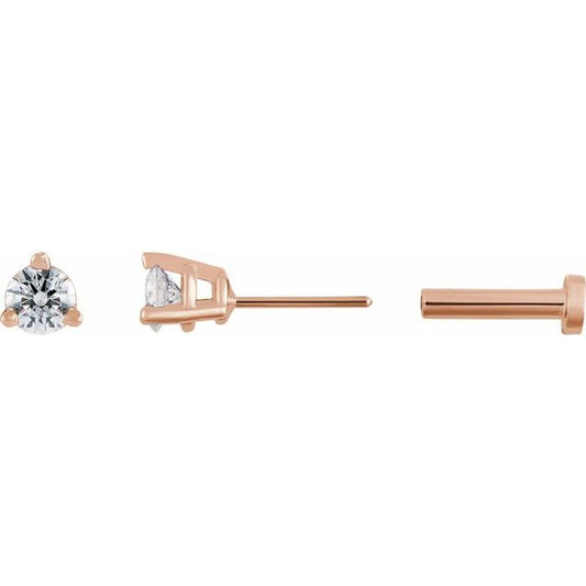 Round 3-Prong Press Fit Stud Earrings