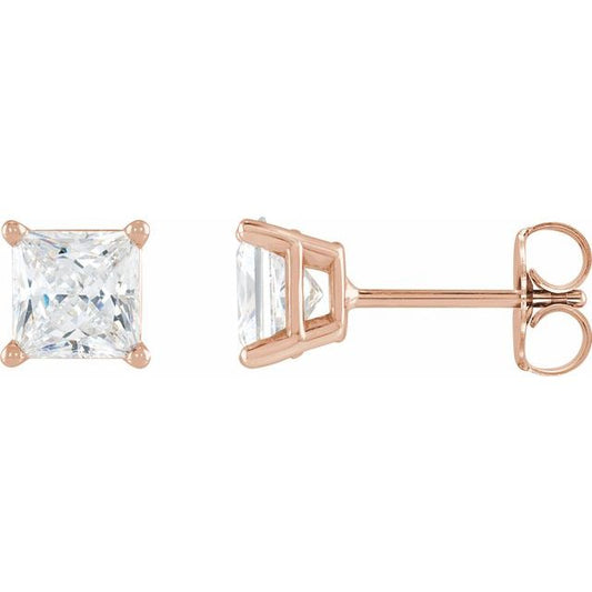 Square 4-Prong Lightweight Stud Earring