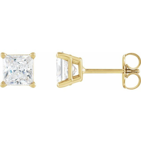 Square 4-Prong Lightweight Stud Earring