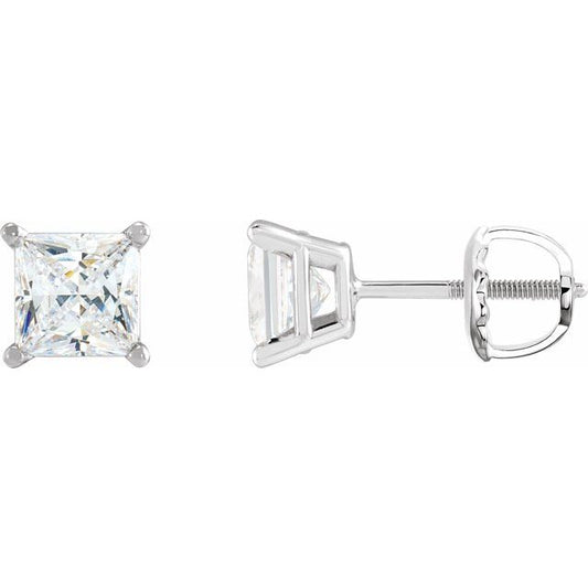 Square 4-Prong Lightweight Stud Earring