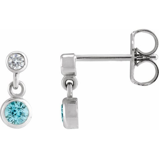 Two-Stone Bezel Set Earrings