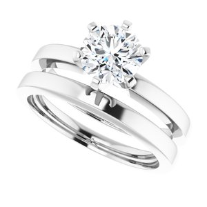 14K White 6.5 mm Round Solitaire Engagement Ring Mounting