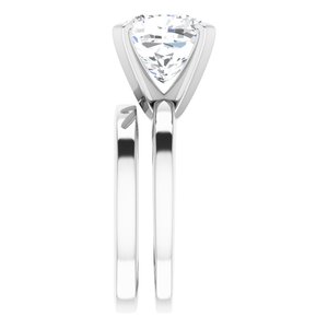 14K White 10x10 mm Cushion Solitaire Engagement Ring Mounting
