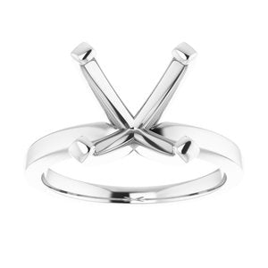 14K White 10x10 mm Cushion Solitaire Engagement Ring Mounting