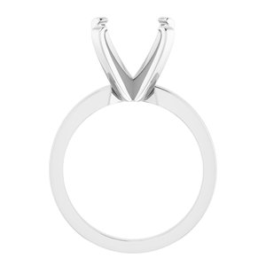 14K White 10x10 mm Cushion Solitaire Engagement Ring Mounting