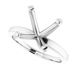 14K White 10x10 mm Cushion Solitaire Engagement Ring Mounting