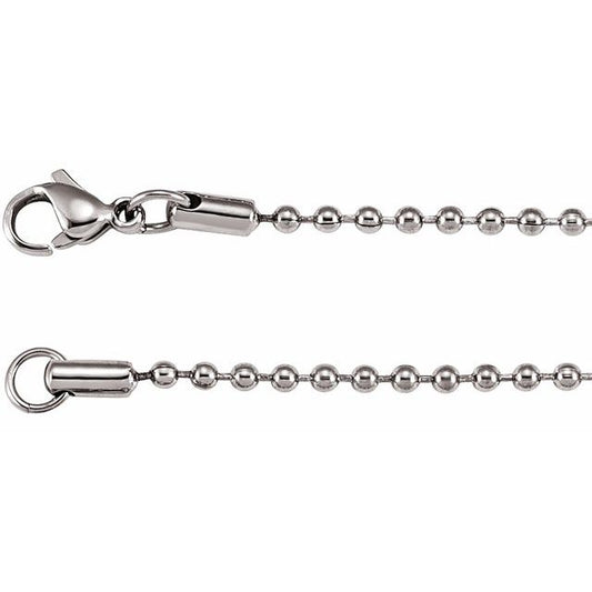 2.4 mm Stainless Steel Hollow Bead Chain