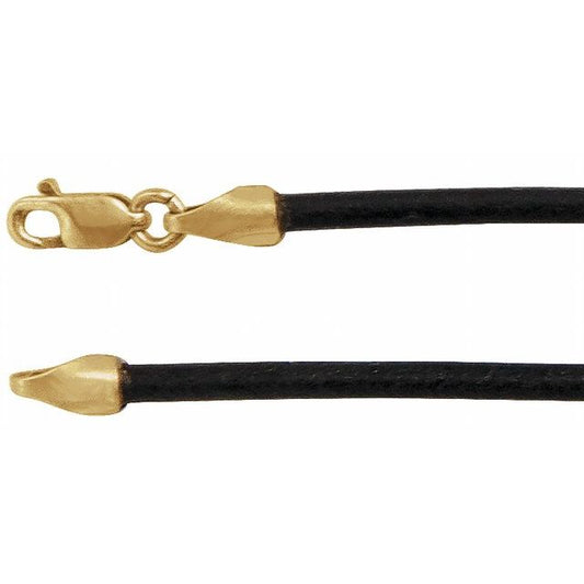 2 mm Black Leather Cord