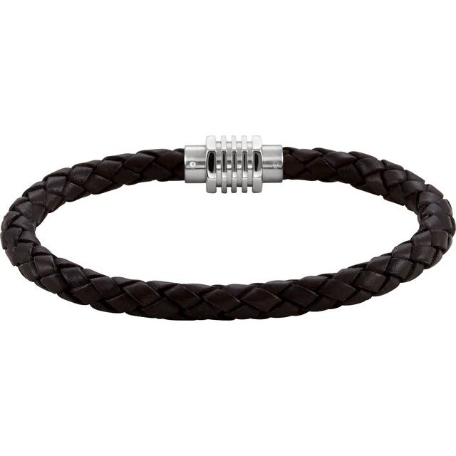 6 mm Leather Bracelet with Stainless Steel Magnetic Clasp