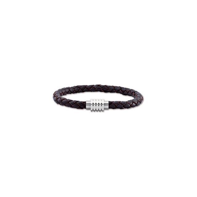 6 mm Leather Bracelet with Stainless Steel Magnetic Clasp