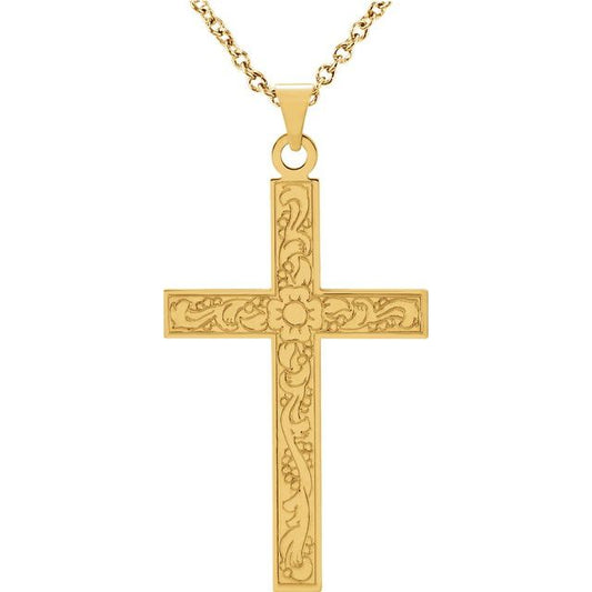 Floral Cross Necklace or Pendant