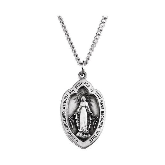 Oval Miraculous Medal Necklace or Pendant