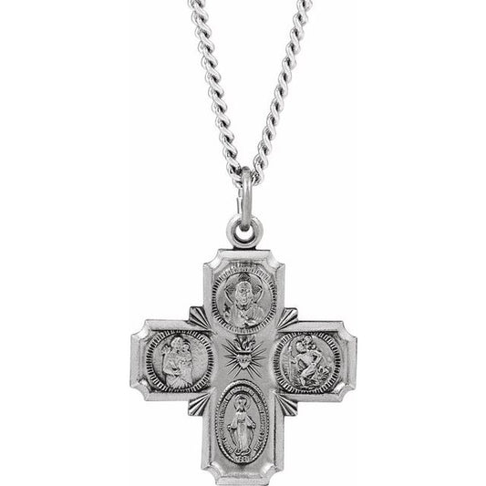 Four-Way Cross Medal Necklace or Pendant