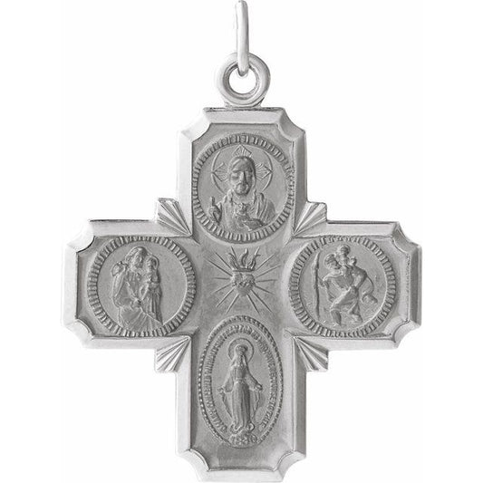 Four-Way Cross Medal Necklace or Pendant