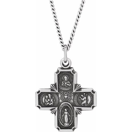 Four-Way Cross Medal Necklace or Pendant