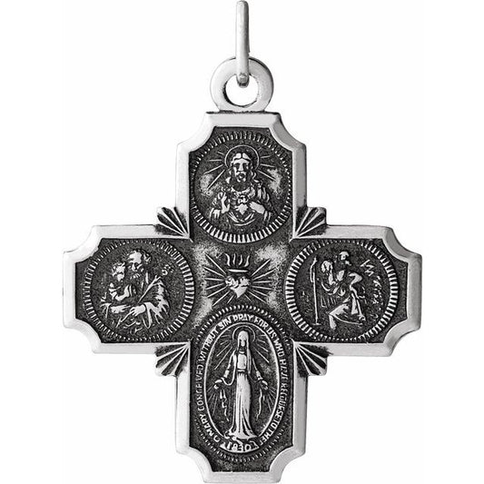 Four-Way Cross Medal Necklace or Pendant