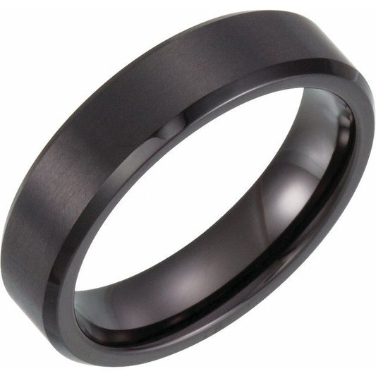 Tungsten Beveled Edge Band with Satin Finish