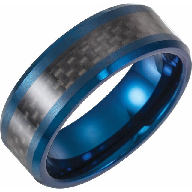 Tungsten Beveled Edge Band with Carbon Fiber Inlay