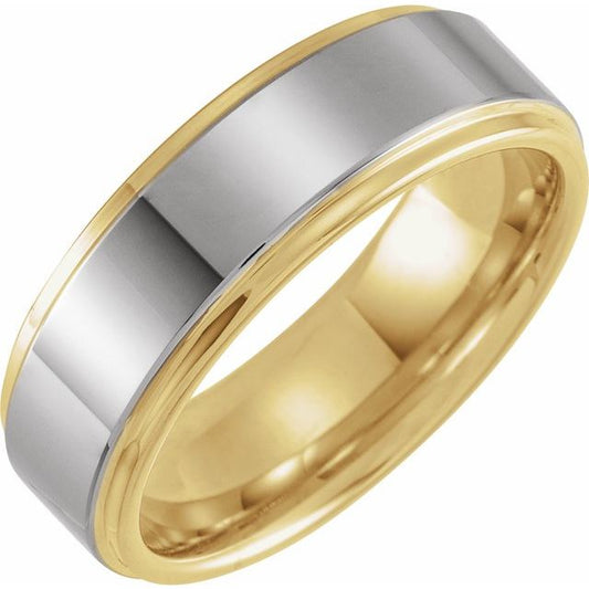 Tungsten Flat Stepped Edge Band