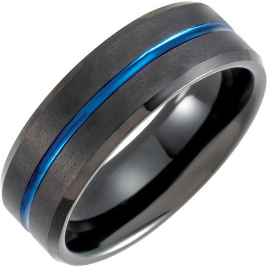 Tungsten Grooved Beveled Edge Band