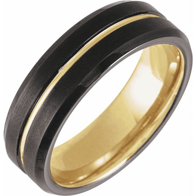 Tungsten Grooved Beveled Edge Band