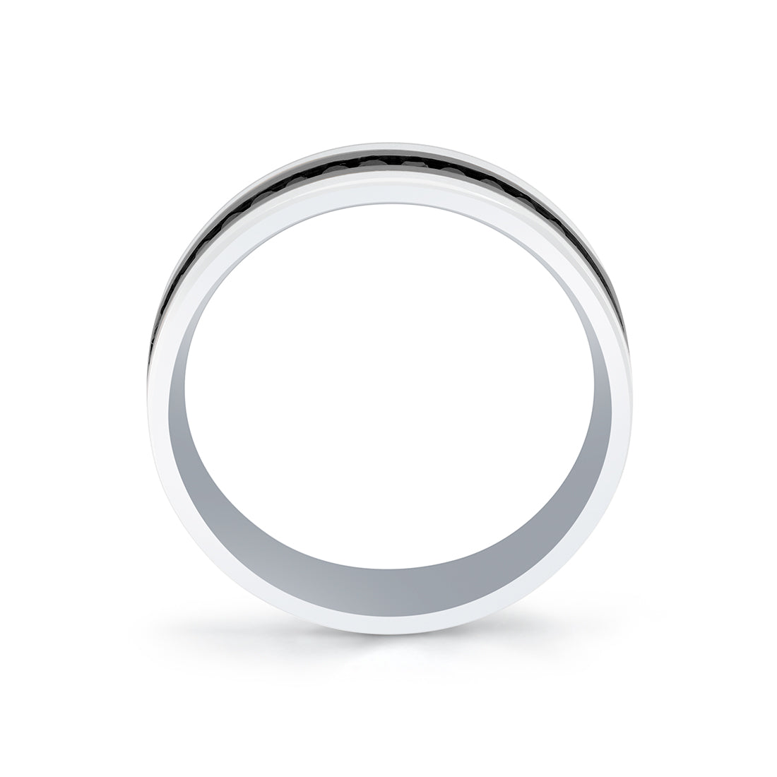 Heritage Two Tone Brushed Mens Band with Black Diamonds - Nathan