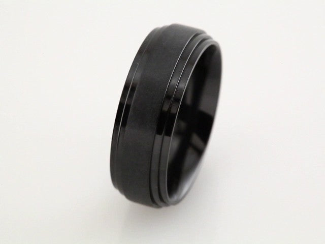Black Titanium Double Ridged Band