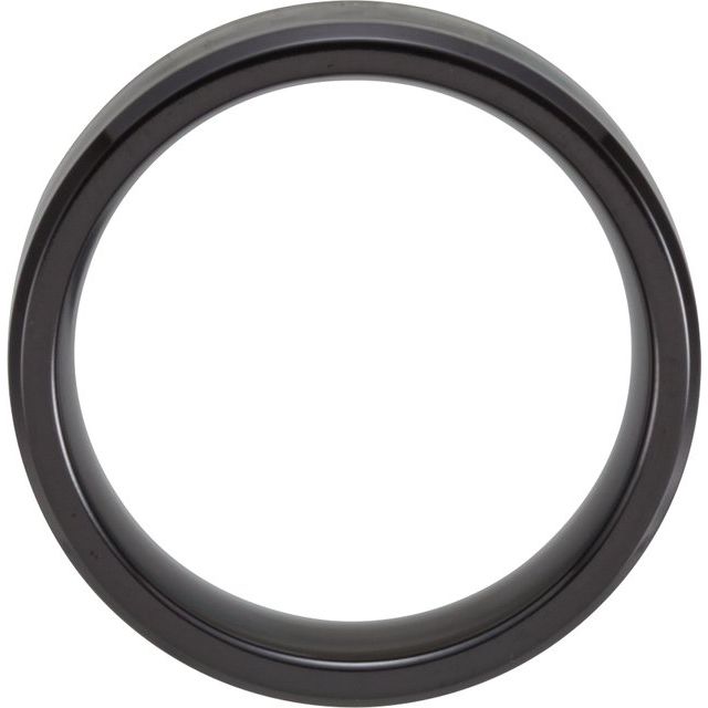 Black Titanium Beveled Edge Band with Carbon Fiber Inlay